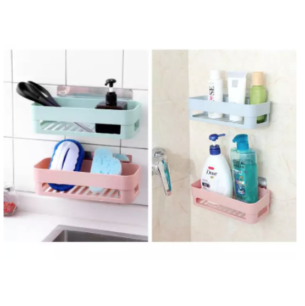 [HCM]Kệ để đồ nhà tắm dán tường -Kệ nhà tắm dán tường hình chữ nhật thông minh - Kệ nhựa Giá đỡ treo dán góc tường dễ dàng tháo lắp nơi phòng tắm nhà bếp phòng ngủ đựng mỹ phẩm gia vị sắp xếp đồ dùng