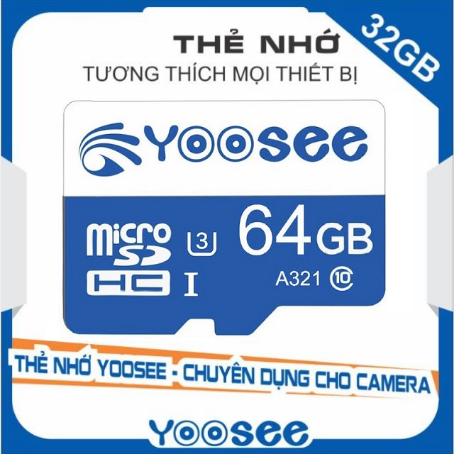 [HCM]Thẻ nhớ microSDHC Yoosee Extreme Plus 64GB UHS-I U3 4K R90MB/s W40MB/s (Trắng xanh) - chuyên camera và điện thoại