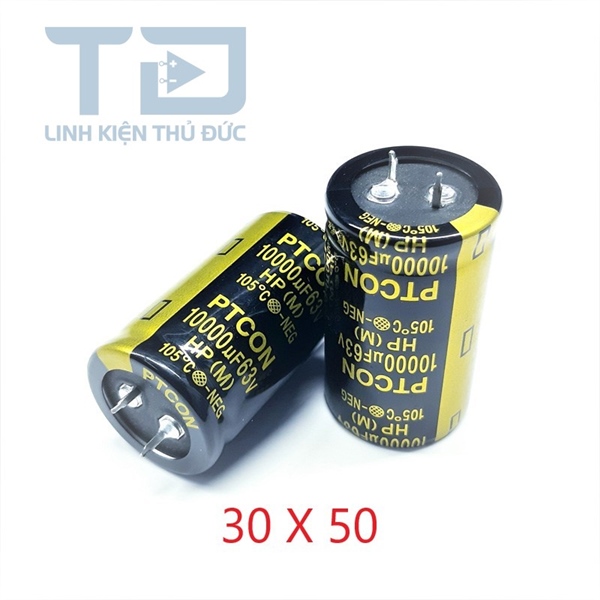 Tụ Lọc Nguồn Amply 10000uF 63V PTCON Size 30x50mm