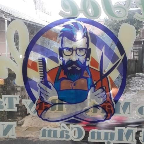 Tranh dán kính, dán cửa Barber cỡ lớn (50*50CM)
