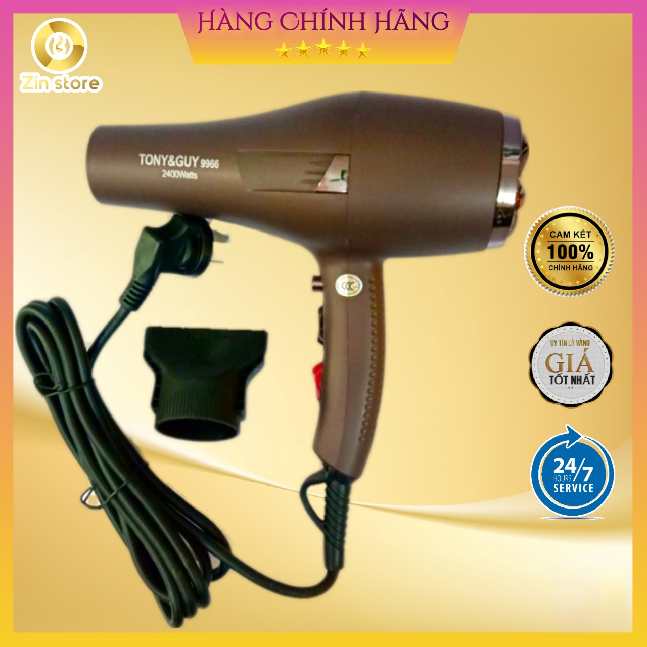 Máy sấy tóc cao cấp tony&guy 9966, máy sấy 2 chiều nóng lạnh hương thơm ánh sáng xanh công suất lớn chuẩn salon - 2400w