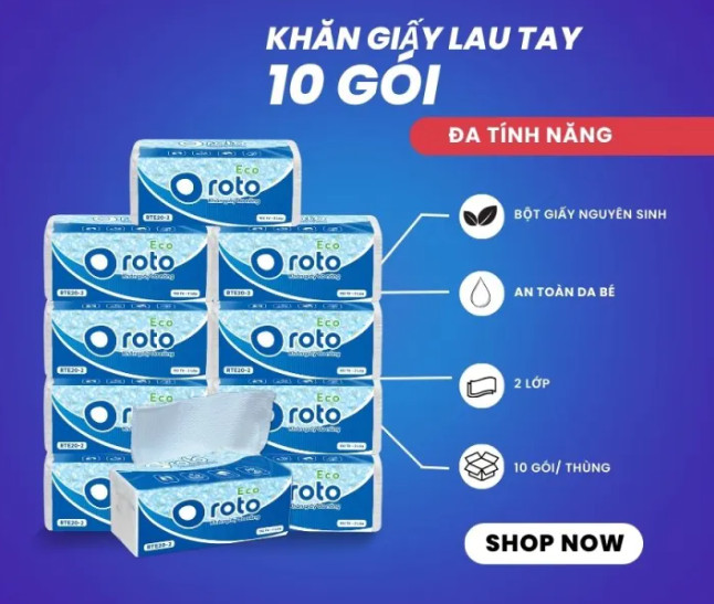 Combo 10 gói - khăn giấy lau tay roto20 – 2 lớp - khăn giấy rút lau tay đa năng 2 lớp 102 tờ japani - 100% bột giấy nguyên sinh | khăn giấy khô đa năng