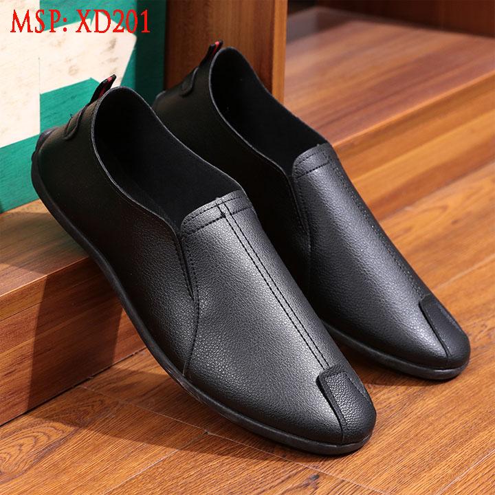 Tặng tất lười nam cao cấp - giày lười nam hàn quốc màu đen đẹp xd2011