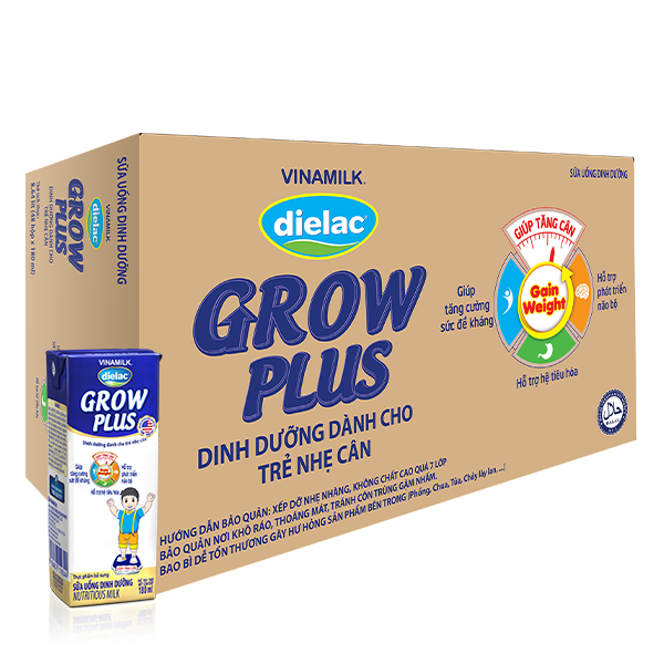 Thùng 48 hộp sữa bột pha sẵn Dielac Grow Plus xanh 180ml