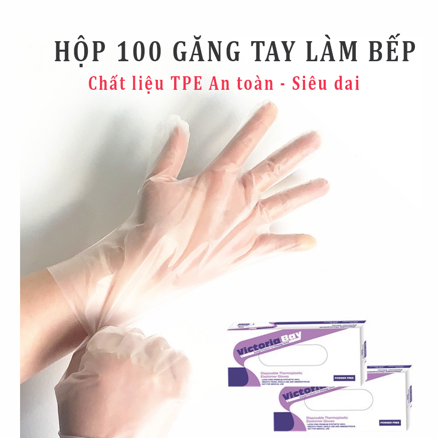 Gang tay nilon thực phẩm găng tay nhà bếp dùng 1 lần hộp 100 chiếc tiện lợi