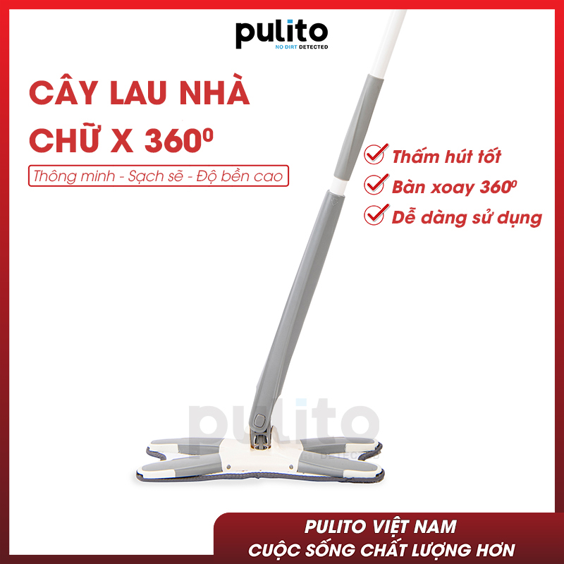 Cây lau nhà tự vắt chổi lau sàn thông minh xoay 360 độ dạng chữ X dụng cụ vệ sinh tiện lợi  CLN-GX