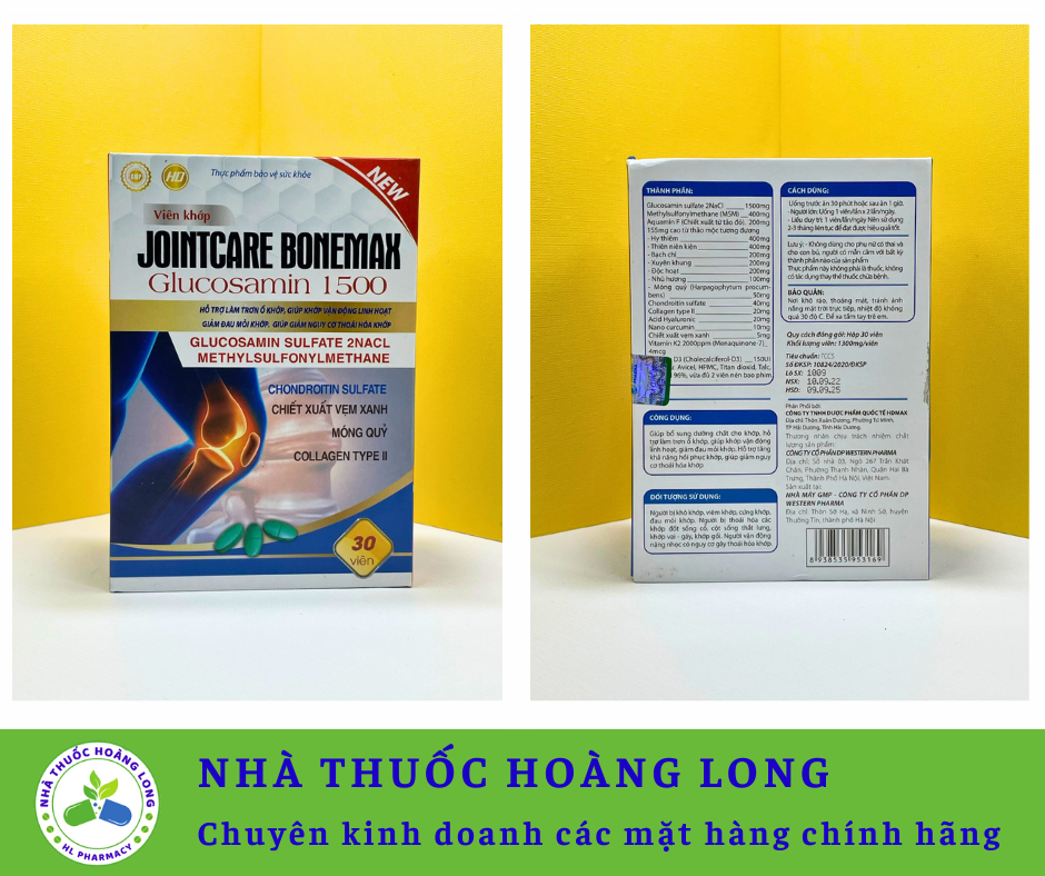 Hỗ trợ xương khớp viên khớp jointcare bonemax glucosamin 1500 - Hộp 30 viên