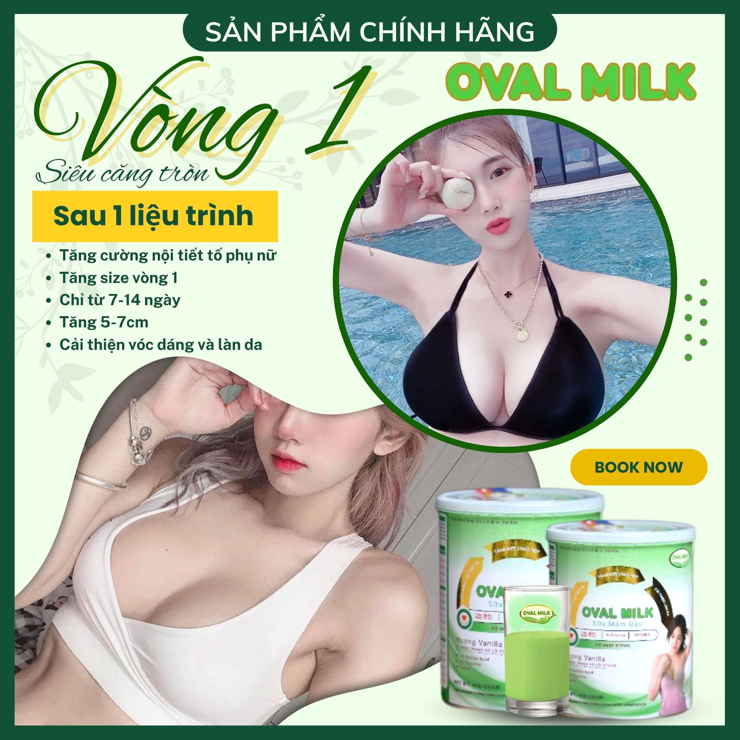 Oval Milk Nở Ngực Nhanh [ 6 - 7 CM ] Tăng Vòng 1 To Tròn Săn Chắc - Tăng Kích Thước Vòng 1 - Nở Ngực Hiệu Quả
