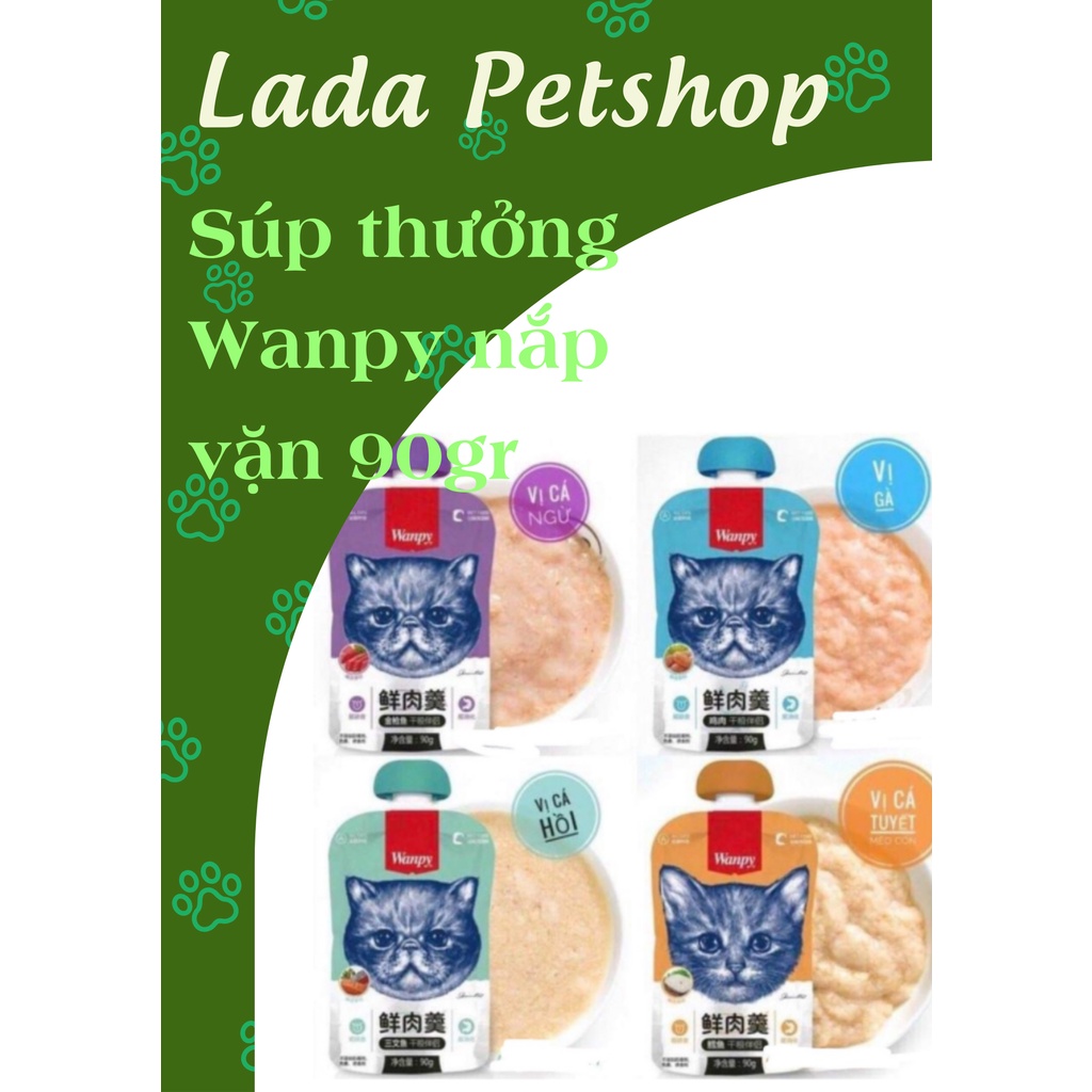 Súp thưởng wanpy nắp vặn 90g cho mèo mọi lứa tuổi