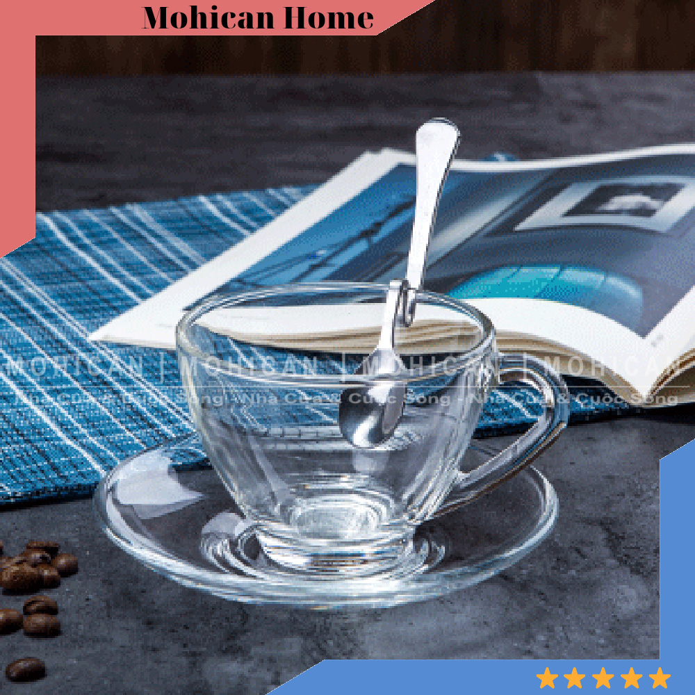 Cốc thủy tinh có quai Union Cafe 220ml, ly thủy tinh Thái uống trà nóng, cà phê, kiểu dáng dễ thương, tiện lợi UNIG-310