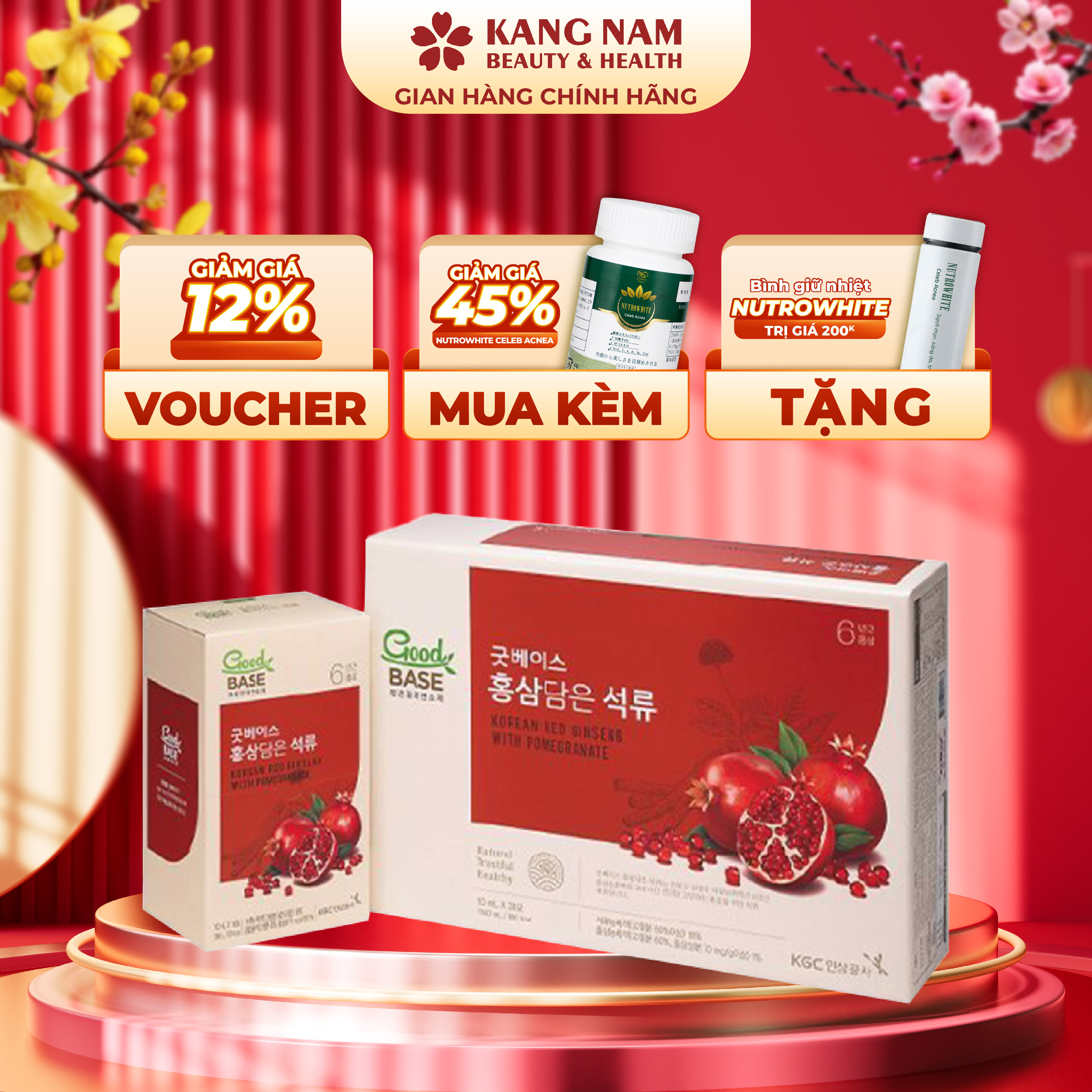 Nước hồng sâm kgc goodbase lựu đỏ 10ml x 30 gói
