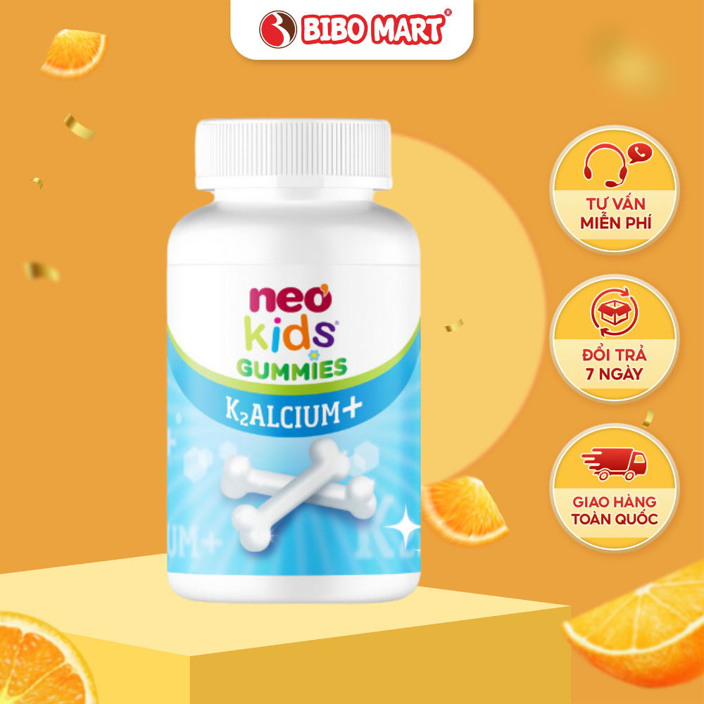 Gummies Canxi D3K2 Neo Kids Kẹo Dẻo Vị Sữa Chua Giúp Xương Chắc Khỏe Răng Phát Triển Tăng Chiều Cao Cho Bé- Bibo Mart