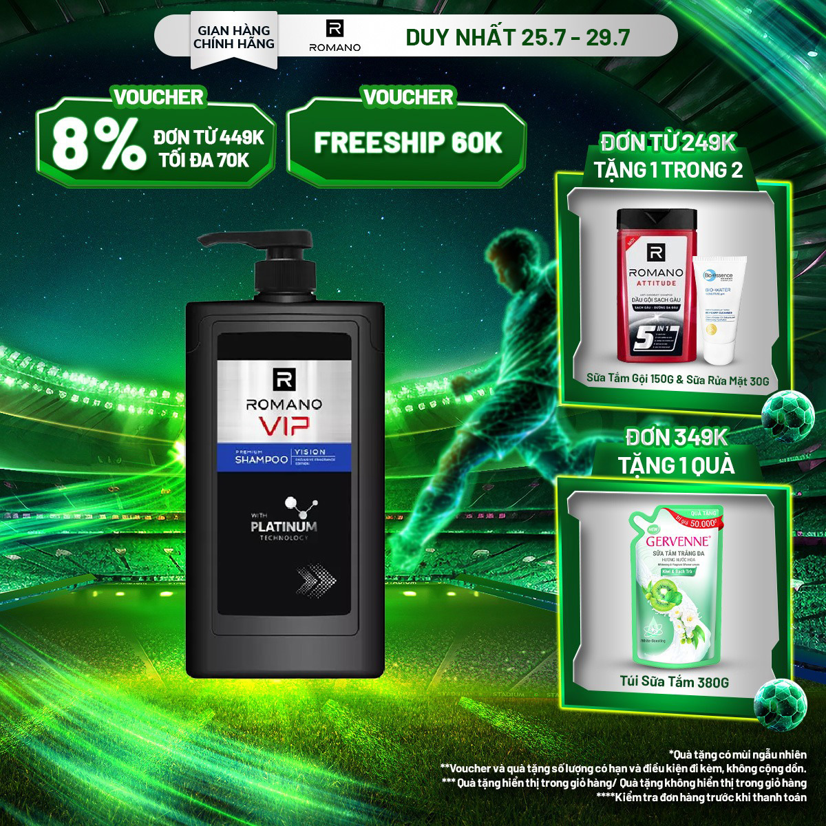 Dầu gội cao cấp Romano VIP Vision sang trọng cuốn hút 650g