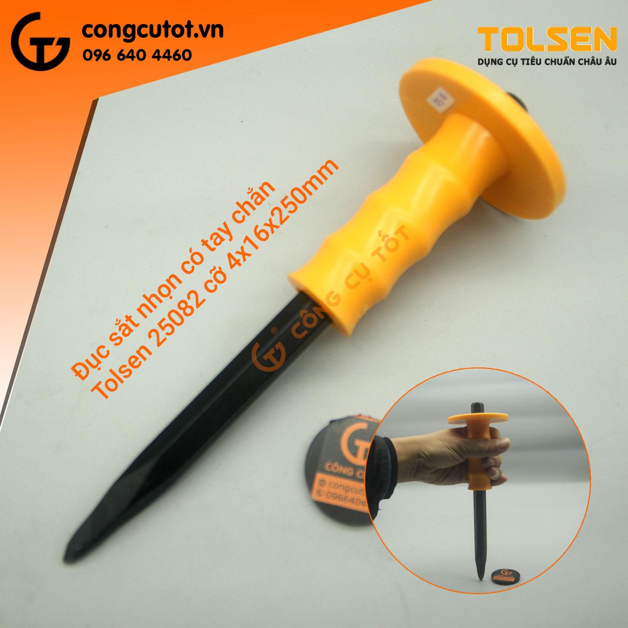 Đục sắt nhọn Tolsen 25082, TOLSEN 25084 , đục sắt dẹp Tolsen 25086 có tay chắn