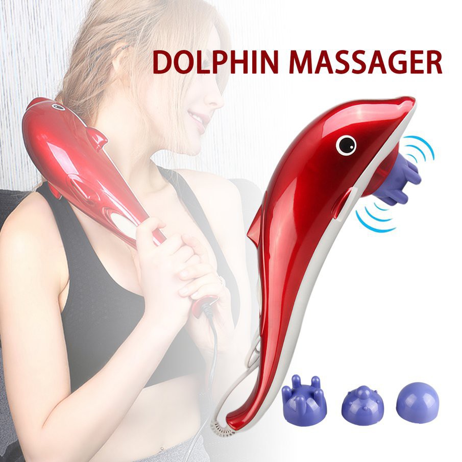 Máy Massage Cầm Tay, Máy Massage Toàn Thân Cá Heo. Giảm Đau Thư Giãn Giảm Mệt Mỏi Nhanh Hoạt Động Rung 4 In 1 Tạo Cảm Giác Tê Lên Vùng Da Được Tiếp Xúc.
