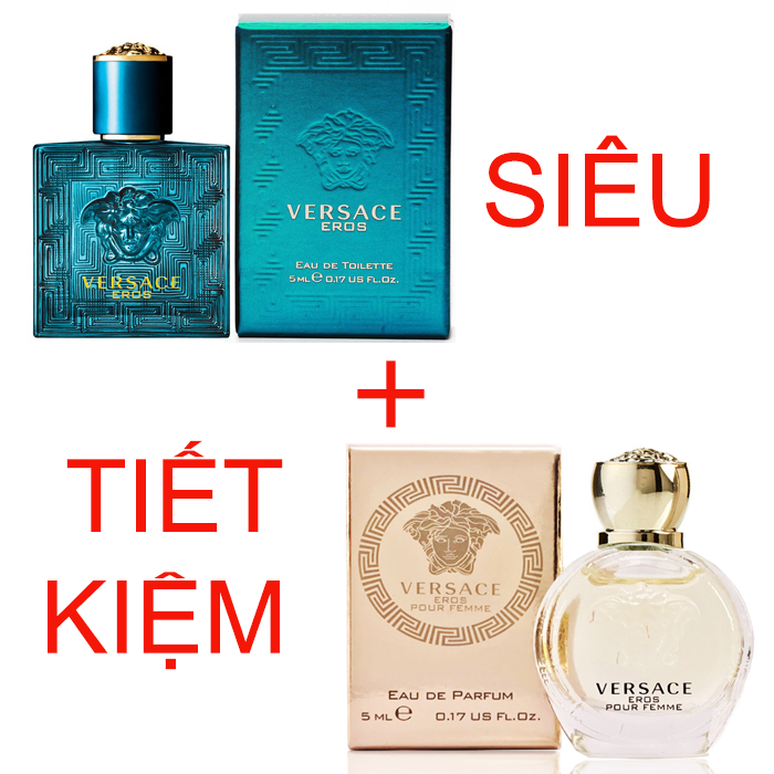 Bộ 2 nước hoa nam nữ versace eros và eros femme edt 5ml x 2