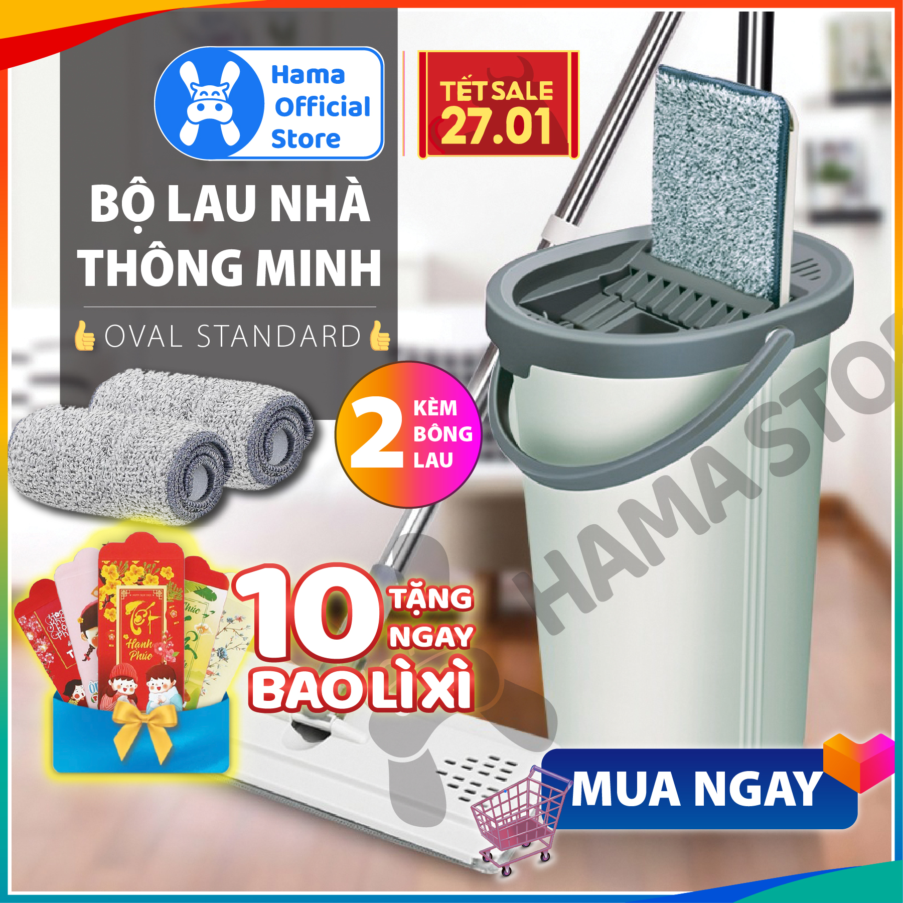 Cây lau nhà thông minh Siêu Sạch ?? LOẠI 1 · Hama Store · Lau nhà xoay 360 độ cây lau nhà tự vắt nhỏ gọn tiện lợi
