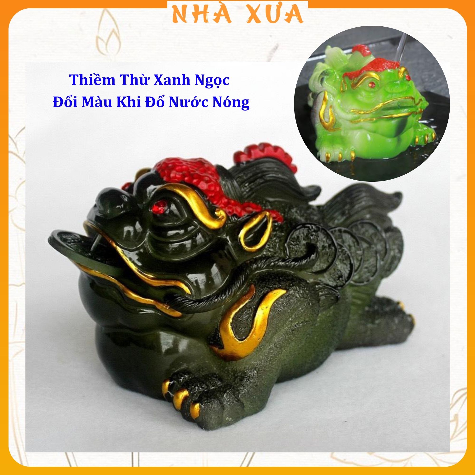 Thiềm thừ ngậm tiền đổi màu tài lộc - cóc tài lộc - size lớn 14cm