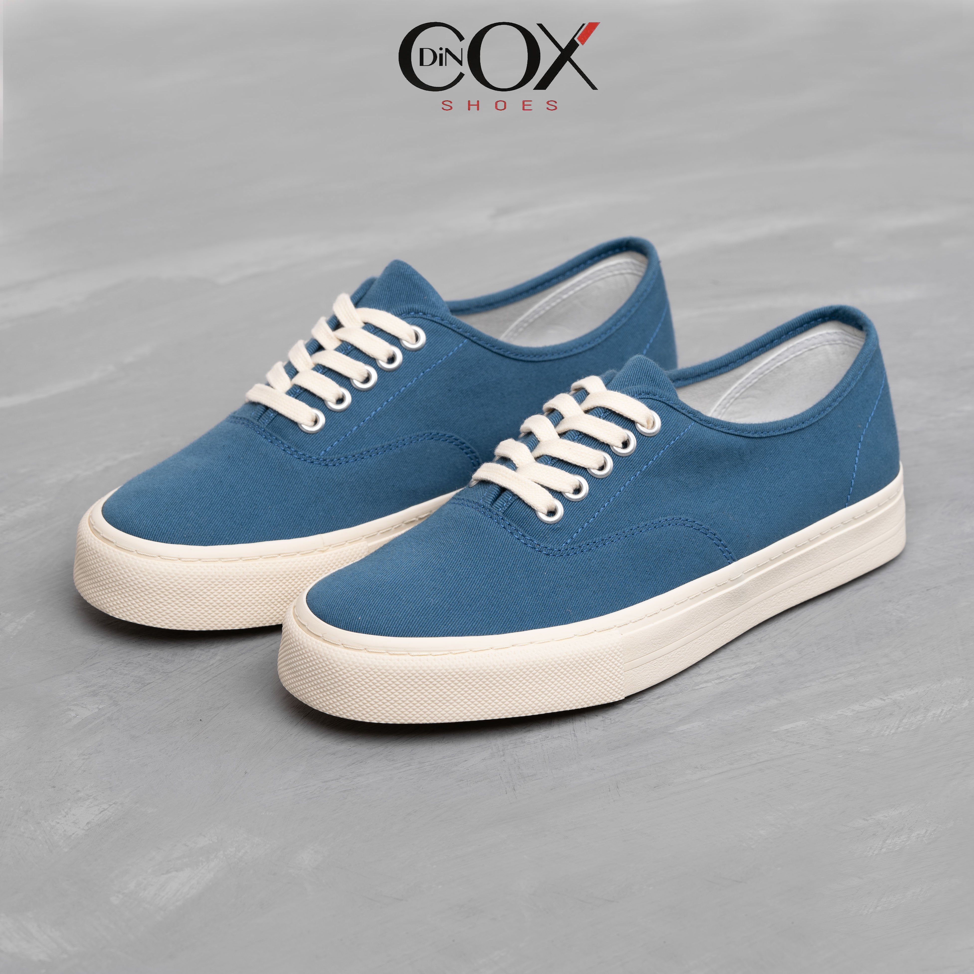 Giày sneaker nam vải canvas dincox e06 blue đơn giản tinh tế sang trọng