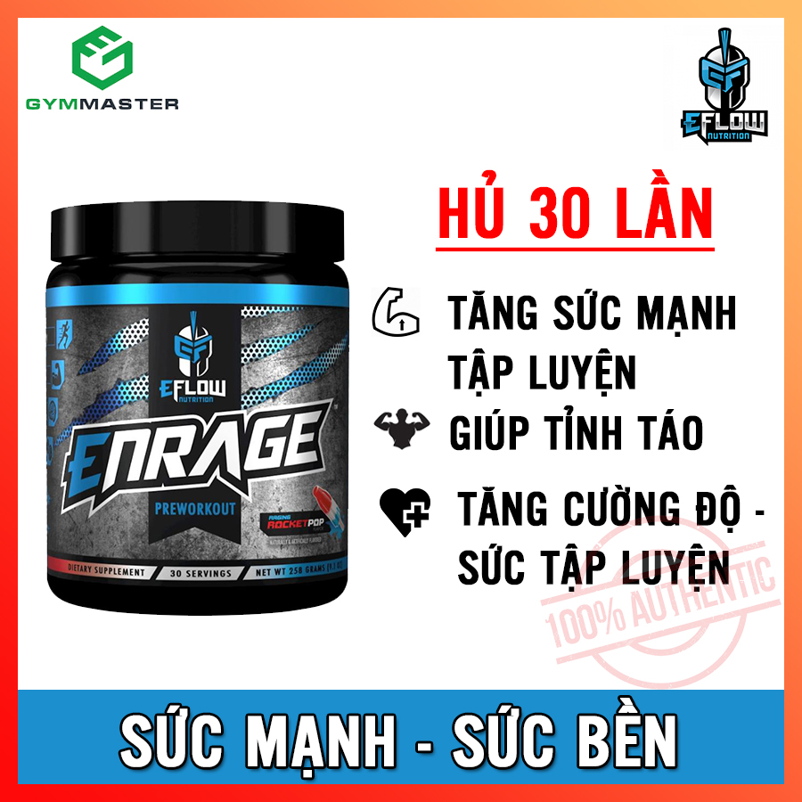Tăng Sức Mạnh - Sức Tập Luyện - Sức Bền ENRAGE 30 lần dùng - Hàng phân phối chính hãng