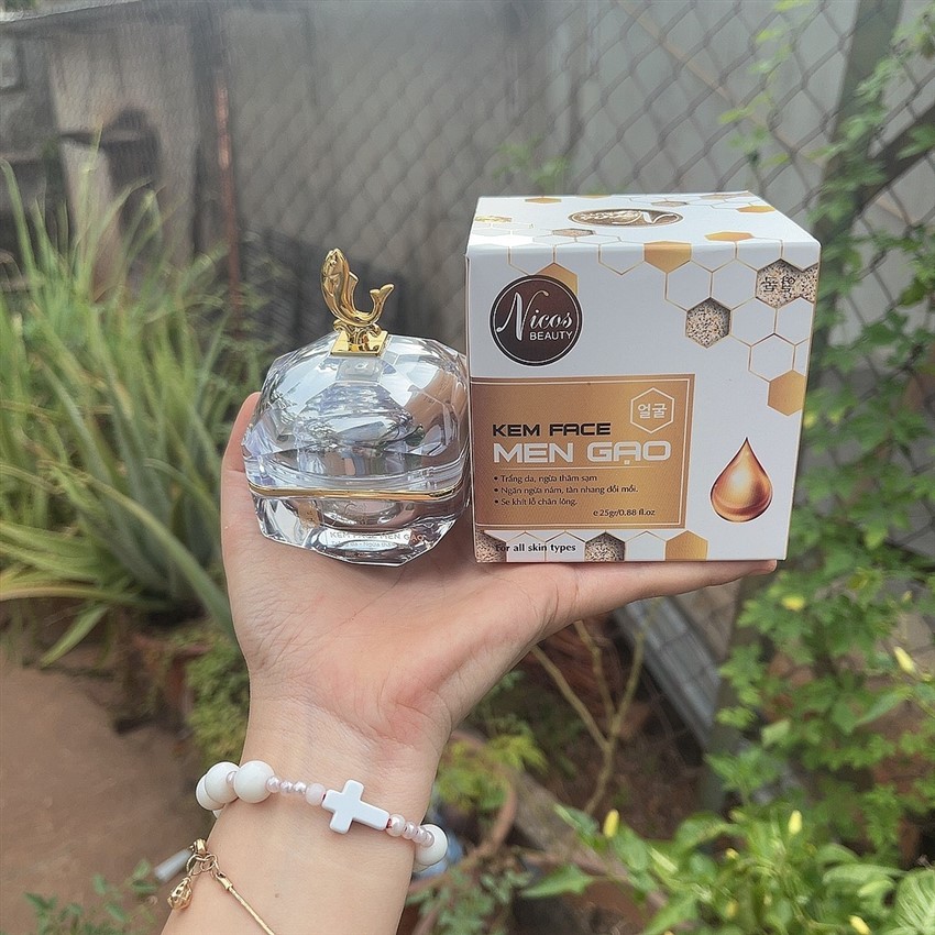 Kem face cấy trắng men gạo nicos 25gr - trắng da, ngừa thâm sạm, nám tàn nhang, đồi mồi và se khít lỗ chân lông