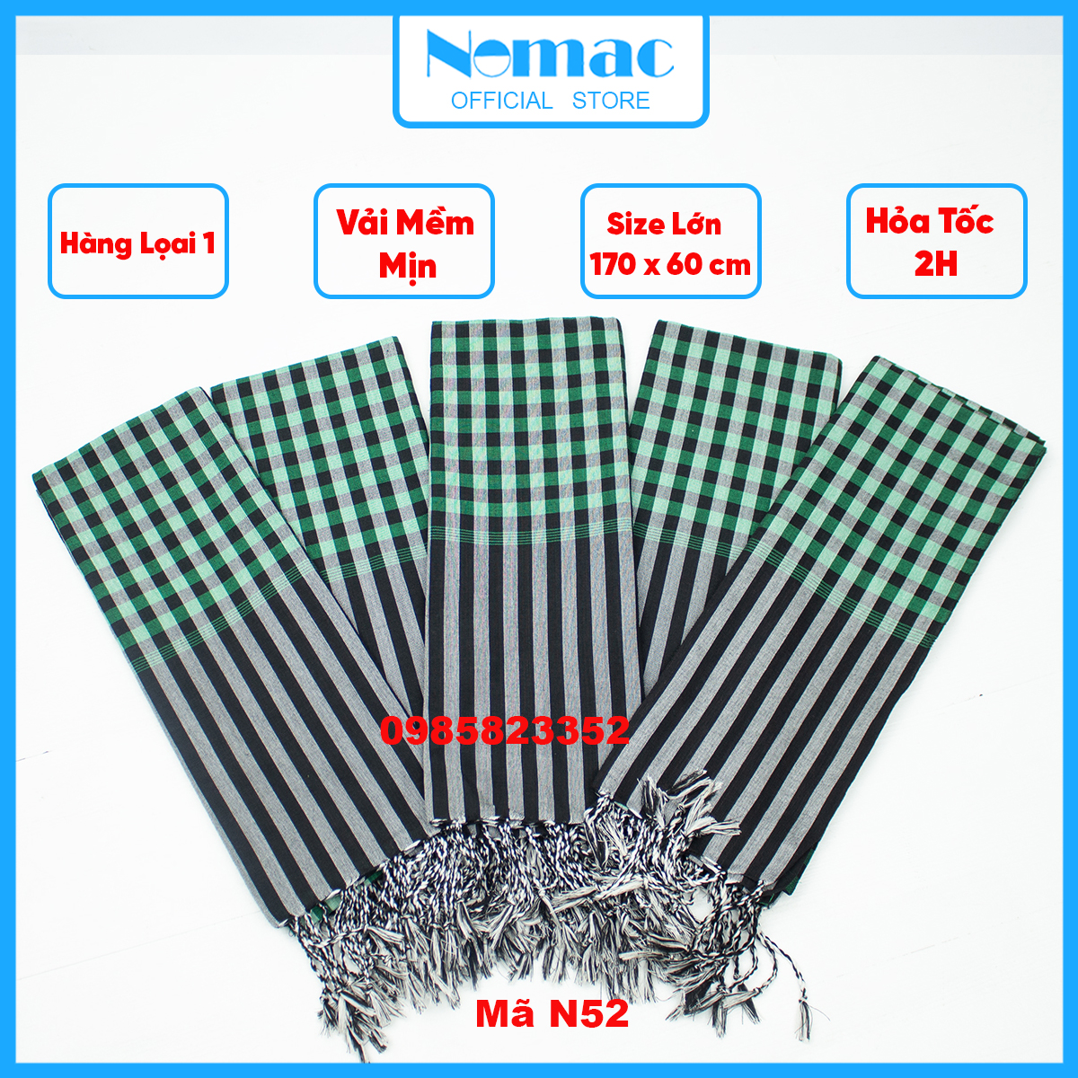 Khăn rằn Nam bộ - Campuchia / Size lớn 170x60cm / Khăn đi phượt Nomac -  Vải dày mềm mịn / MÃ N52
