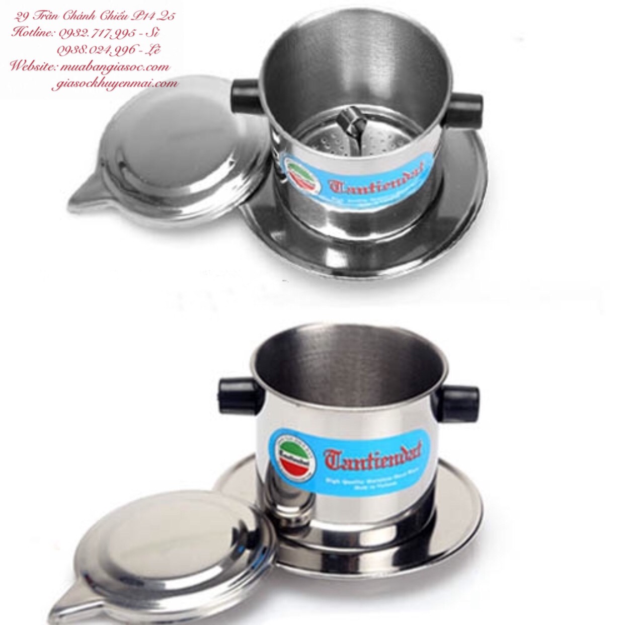 Phin pha cà phê inox số 7 pha được 2~3 ly, inox sáng bóng hàng đẹp