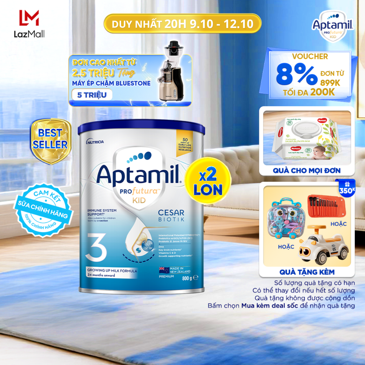 [Hỏa tốc - 0Đ] CB 2 Sữa bột Aptamil Profutura Kid Cesarbiotik New Zealand số 3 - Synbiotic độc quyền dành cho bé từ 2 đến 6 tuổi