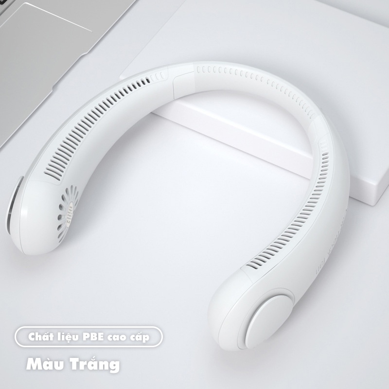 Quạt đeo cổ mini không cánh thổi 360 độ có 3 chế độ gió tuỳ chỉnh dung lượng