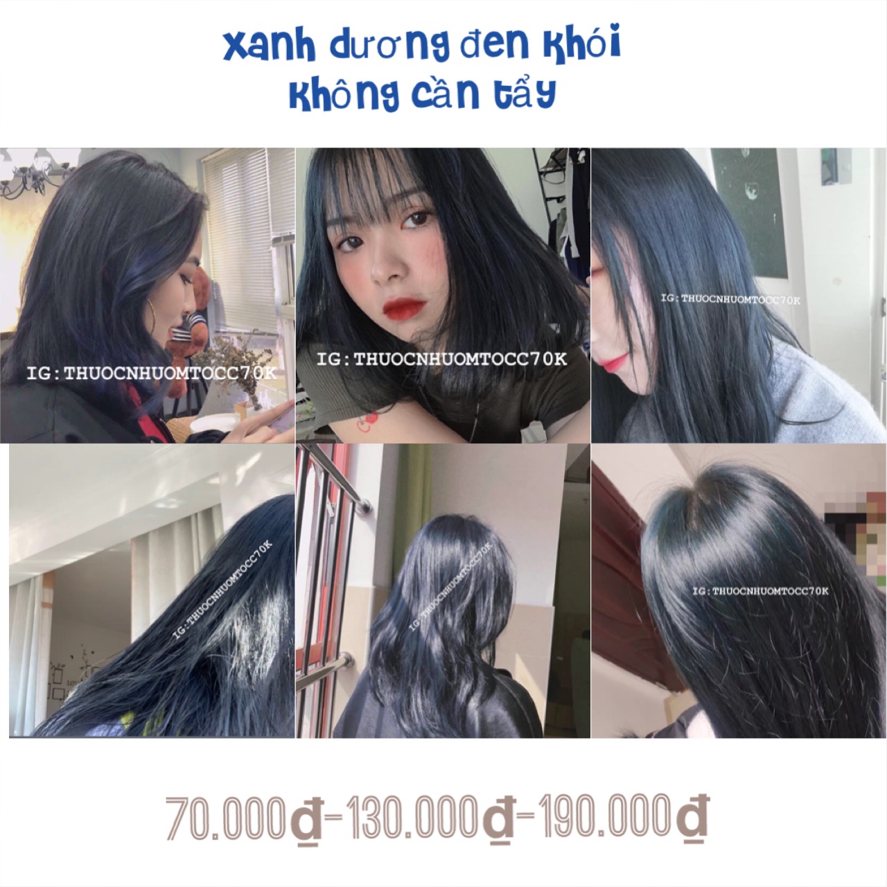 Thuốc nhuộm xanh dương đen khói ( tặng trợ dưỡng+ găng tay)