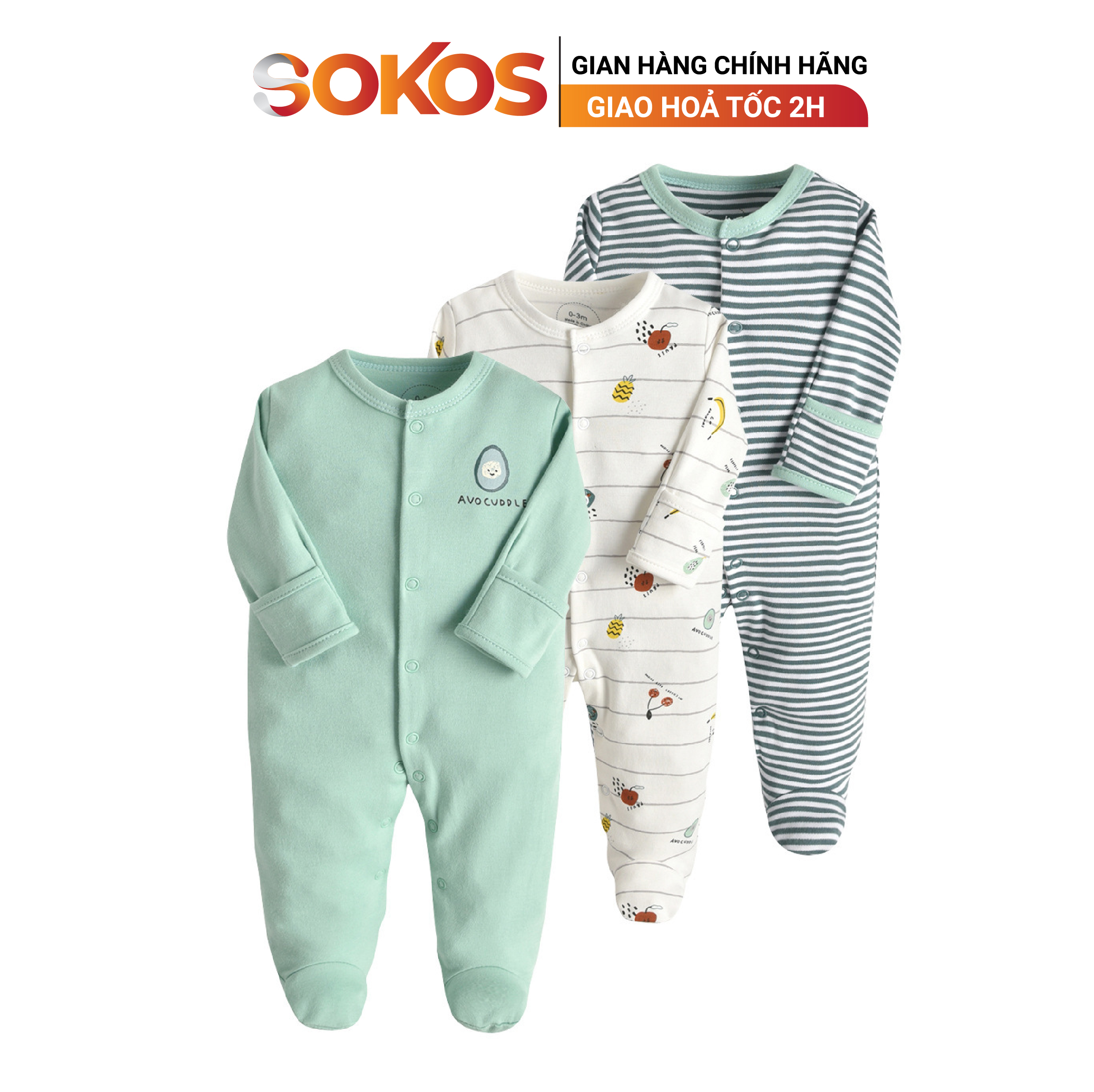 Set 3 bộ body cho bé mamas&papas nguyên túi hộp