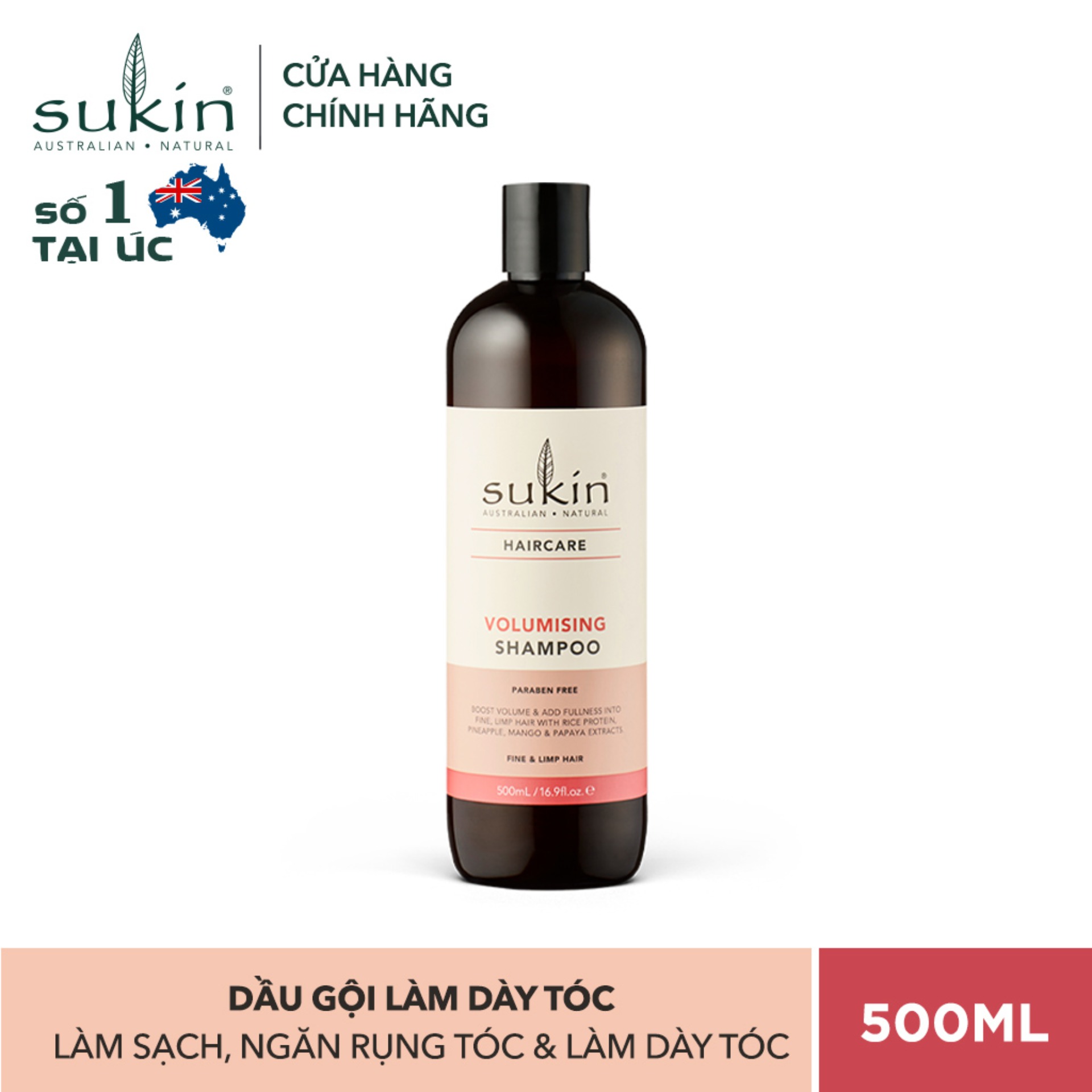 [HCM][QUÀ TẶNG ĐƠN TỪ 300K]Dầu gội làm dày tóc Sukin Volumising Shampoo 500ml