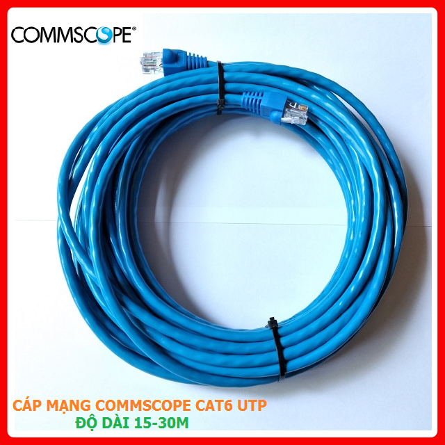 Dây mạng commscope/amp cat6 utp dây cáp mạng lan xịn chuyên dùng cho công trình dự án đi ngoài trời bấm sẵn 2 đầu 15m-30m - hàng chính hãng