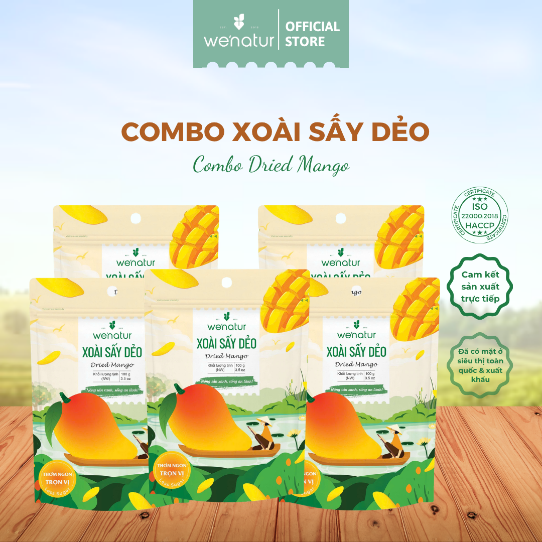[COMBO SỈ GIÁ TỐT] Combo 50 gói Xoài Sấy Dẻo Ít Đường Nguyên Vị we'natur 100g