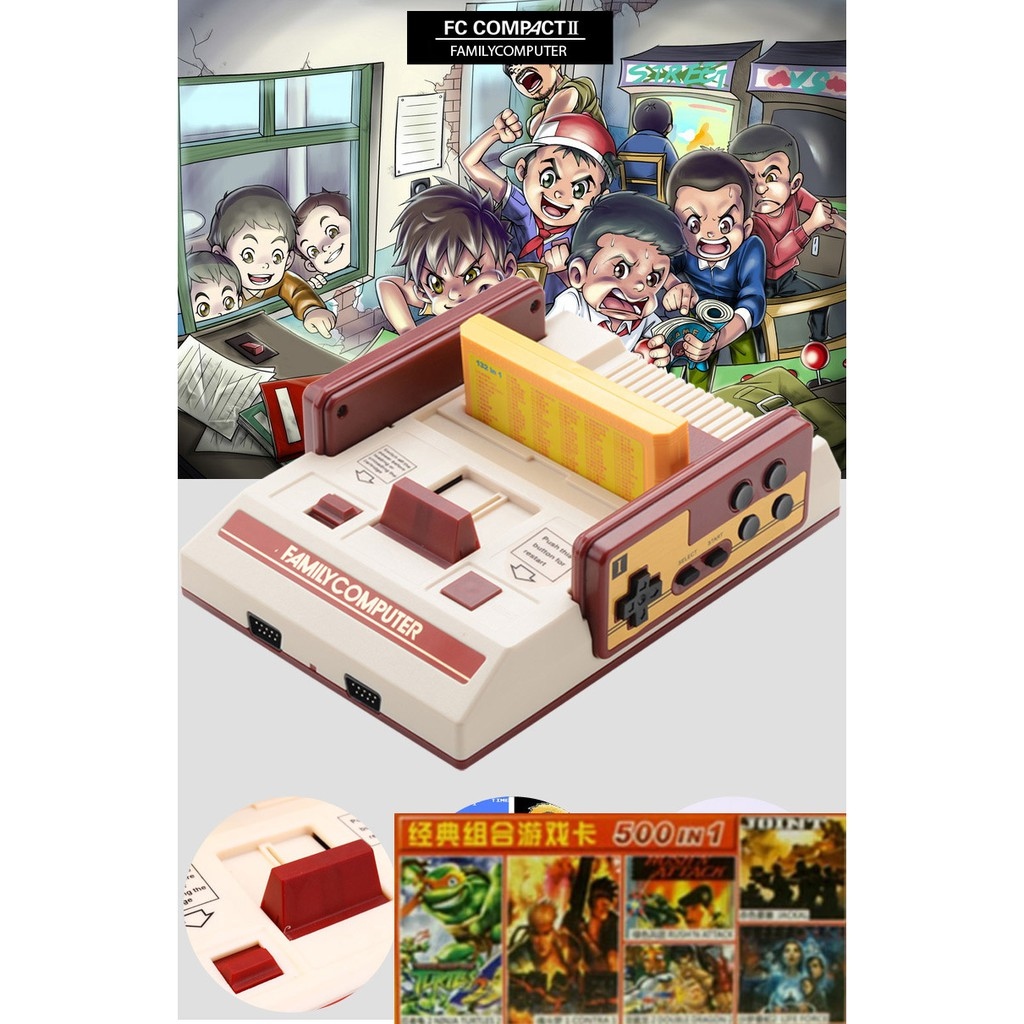 Máy chơi game 4 nút FamilyComputer có 500 trò chơi không trùng lập   băng 132 trò siêu hay