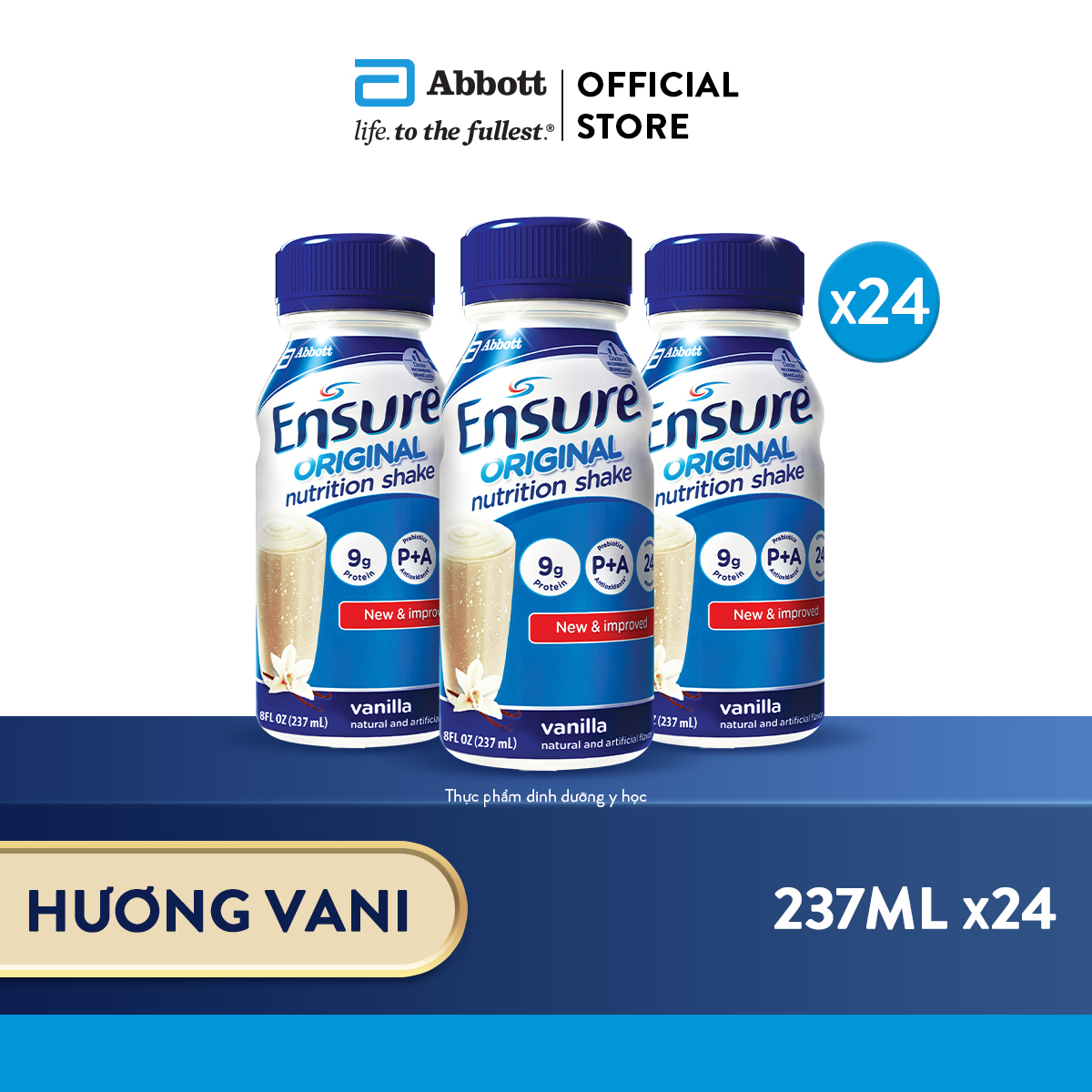 Thùng 24 Chai Sữa Nước Ensure Abbott Hương Vani 237ml