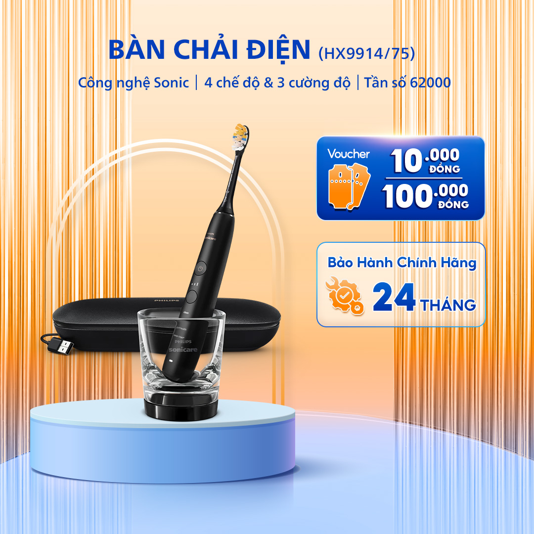Bàn Chải Điện PHILIPS Sonicare DiamondClean HX9914/75, Công Nghệ Sóng Âm, Làm Sạch Hiệu Quả, Bảo Hành 24 Tháng