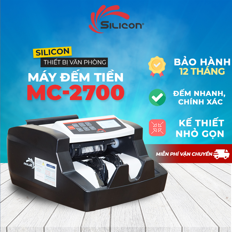 Máy đếm tiền mini thế hệ mới SILICON MC-2700 Công nghệ Mỹ - Màn Led kéo dài - Đếm siêu nhanh chính xác - Không bị kẹt tiền - Bảo hành điện tử toàn quốc 12 tháng
