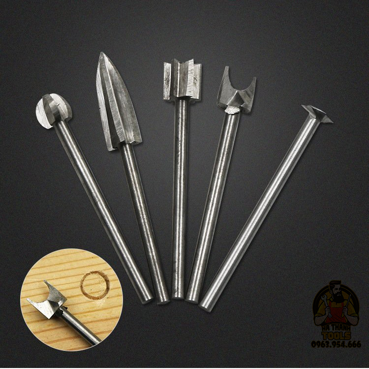 Bộ 5 mũi chạm khắc làm gỗ lũa mini trục 3mm