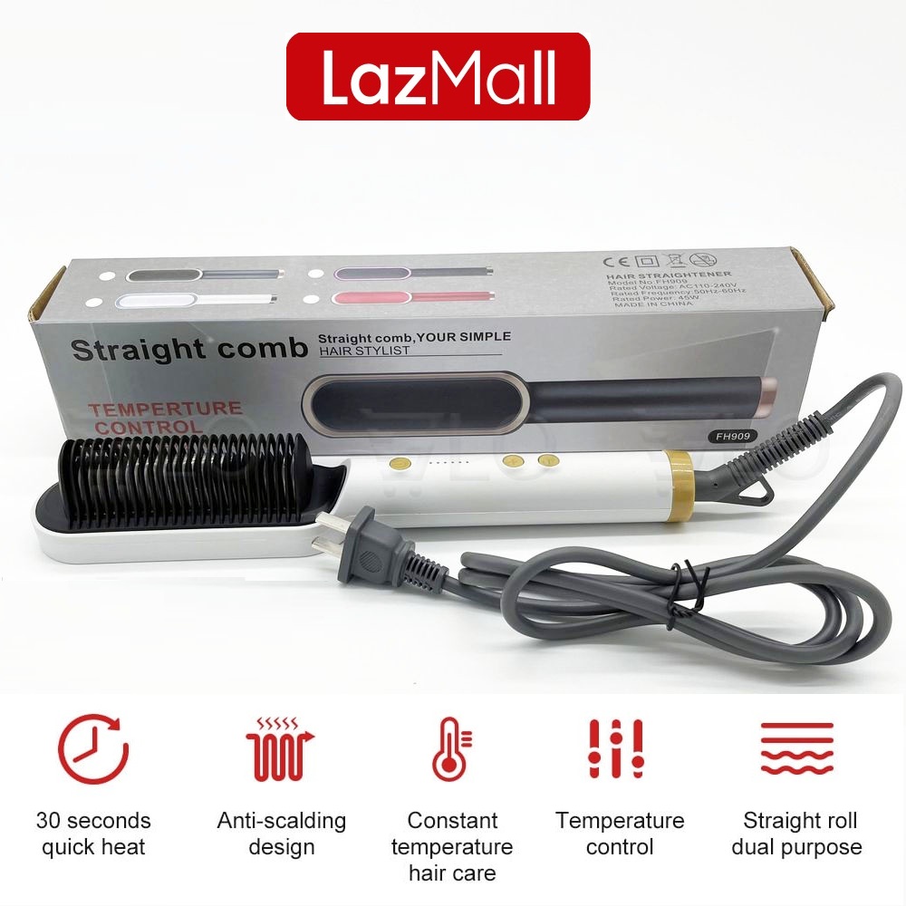 LazMall Nhật Bản Khuyến Mãi Lược Điện Chải Tóc Tạo Kiểu Chuyên Nghiệp - Kiêm Máy Uốn - Duỗi - Ép Tóc 3 In 1 Đa Năng Cao Cấp Chuyên Nghiệp Dành Cho Salon 6 Mức Nhiệt Dùng Cho Mọi Loại Tóc