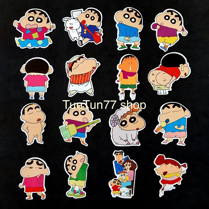 Bộ sticker dán cao cấp SHIN – Cậu bé bút chì siêu lầy lội dùng dán xe, dán mũ bảo hiểm, vali, tủ lạnh,...