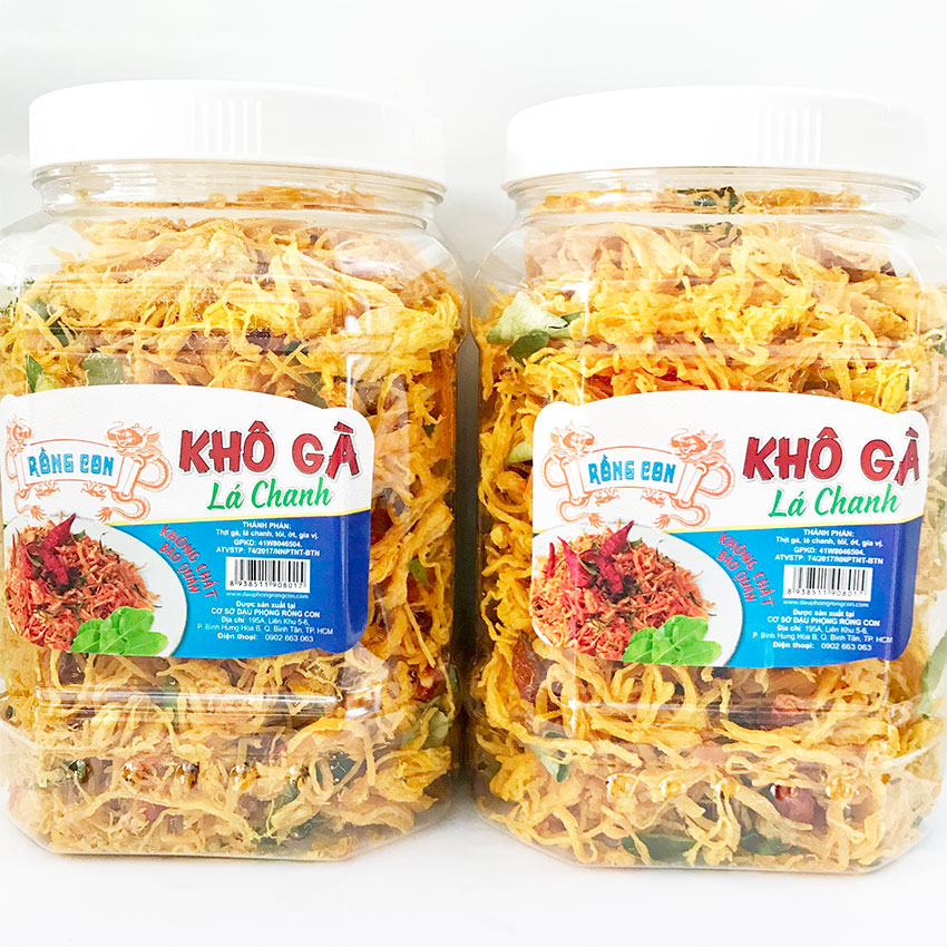 500G Khô Gà Sấy Lá Chanh LOẠI NGON (Hủ 500g) RỒNG CON - Đồ ăn vặt