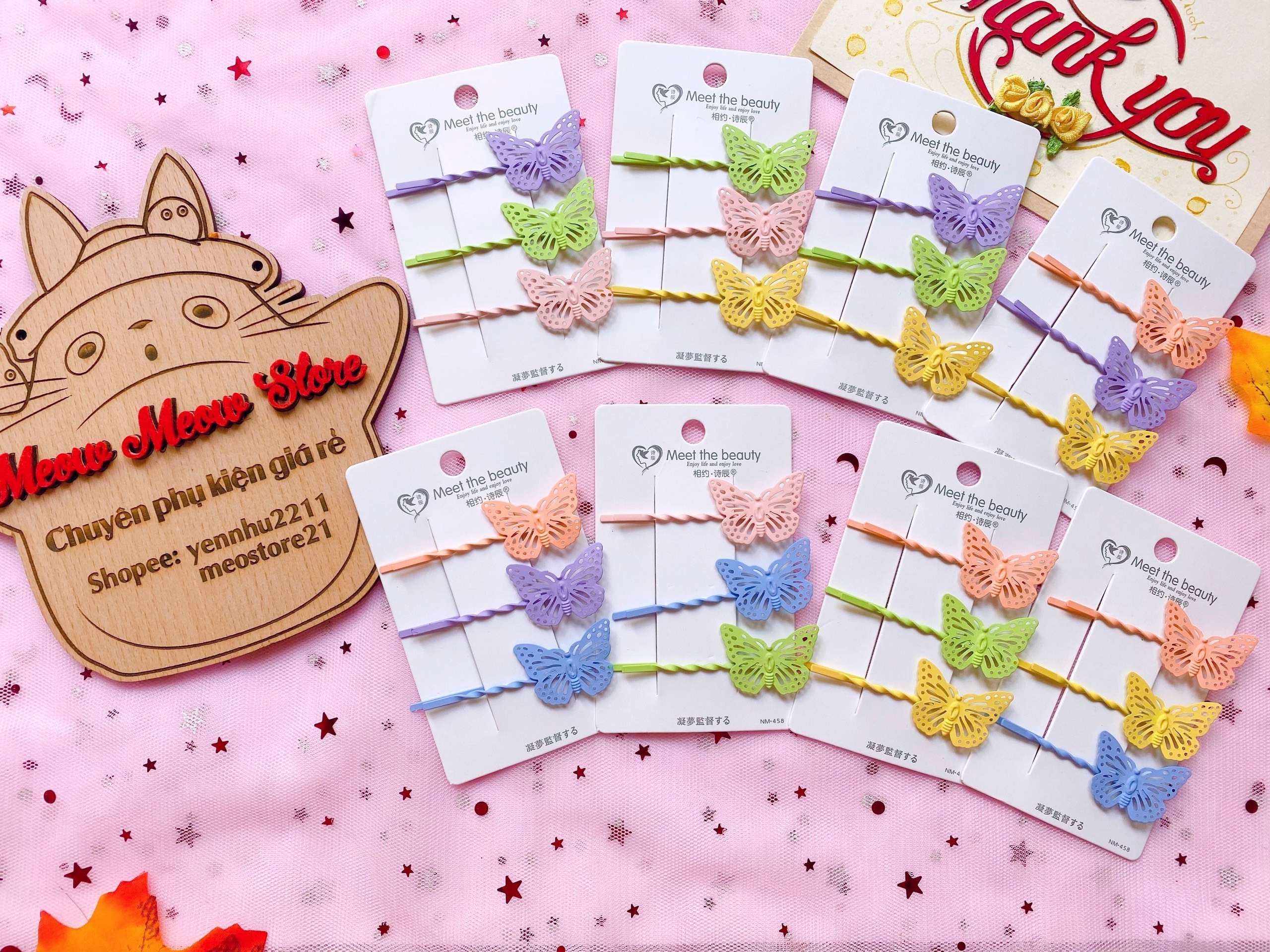 ❣️ảnh thật❣️set 3 kẹp xước mái bướm xinh xắn❣️