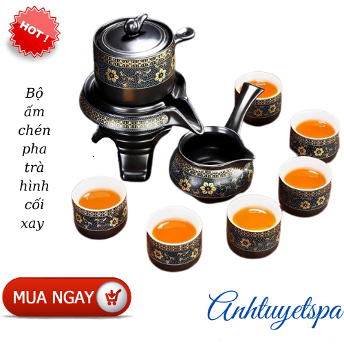 Bộ ấm chén pha trà hình cối xay phong cách cổ điển sang trọng