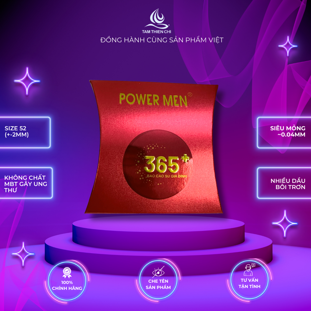 Bao cao su siêu mỏng gia đình Powermen 365+ Tâm Thiện Chí