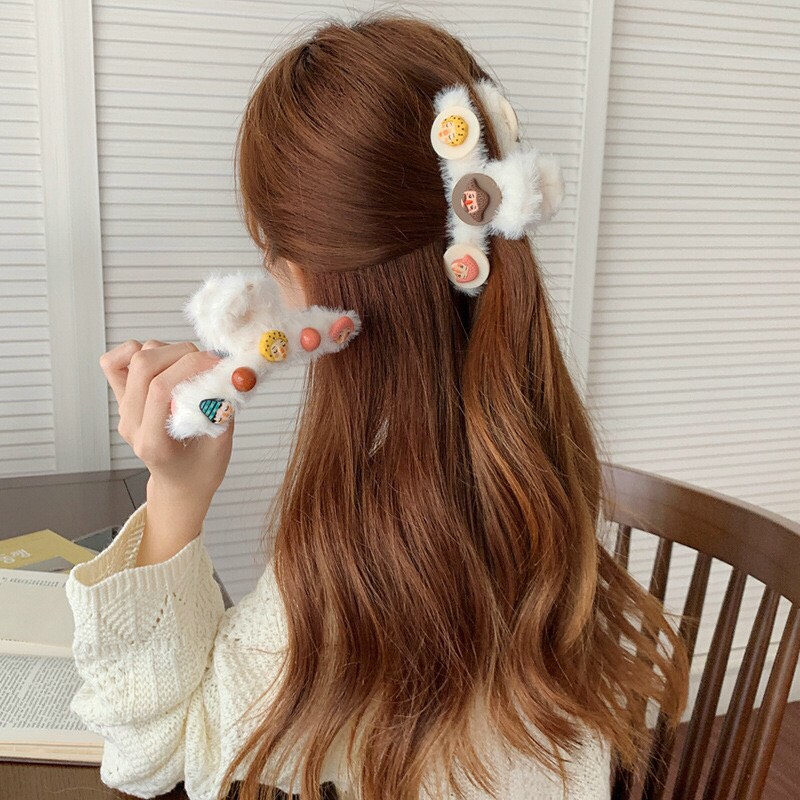 Kẹp Tóc Lông Mịn Phối Hình Siêu Yêu, Thiết Kế Dễ Thương, Hàng Cực Đẹp- phukienteen