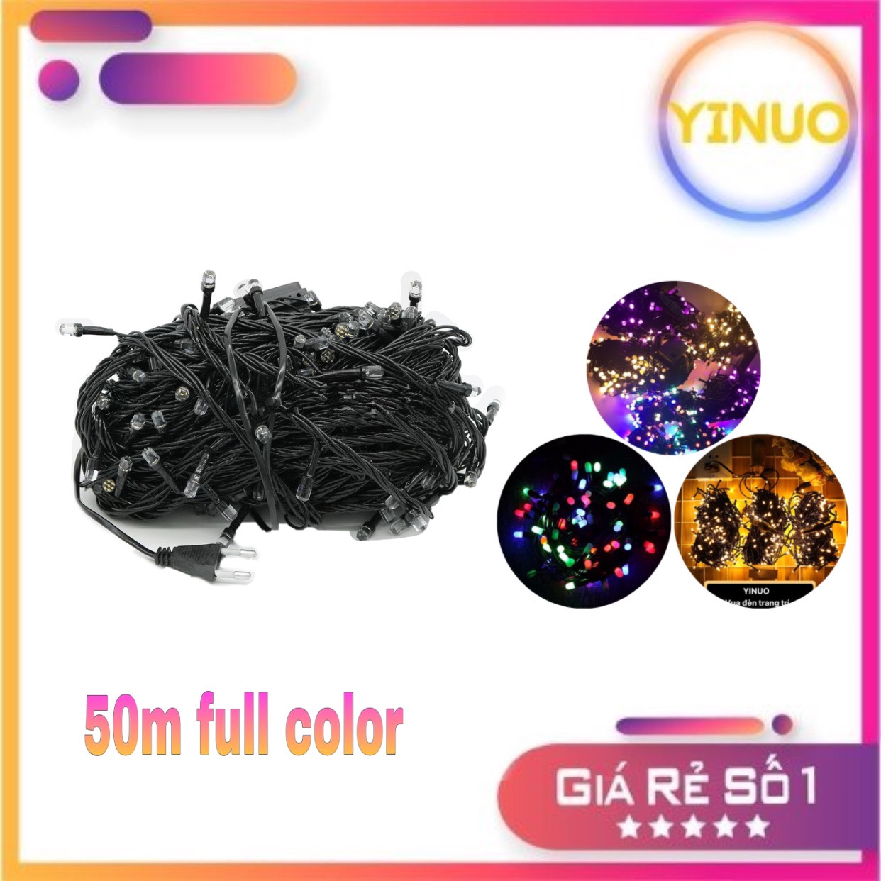 50M Đèn Nháy Trang Trí Kim Cương Nhiều Màu Chống Nước Đèn Led Trang Trí Nhà Hàng Quán Ăn Quán Cafe Dịp Noel Lễ Tết Bóng Đèn Led kim cương đèn led trang trí chớp nhiều màu đèn nháy 7 màu dây đèn led chớp tắt đủ màu