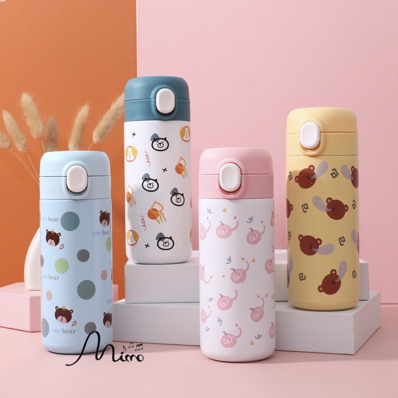 Bình giữ nhiệt cao cấp giữ ấm lâu họa tiết hoạt hình cute dung tích 350ml gửi ngẫu nhiên - mimomart HN