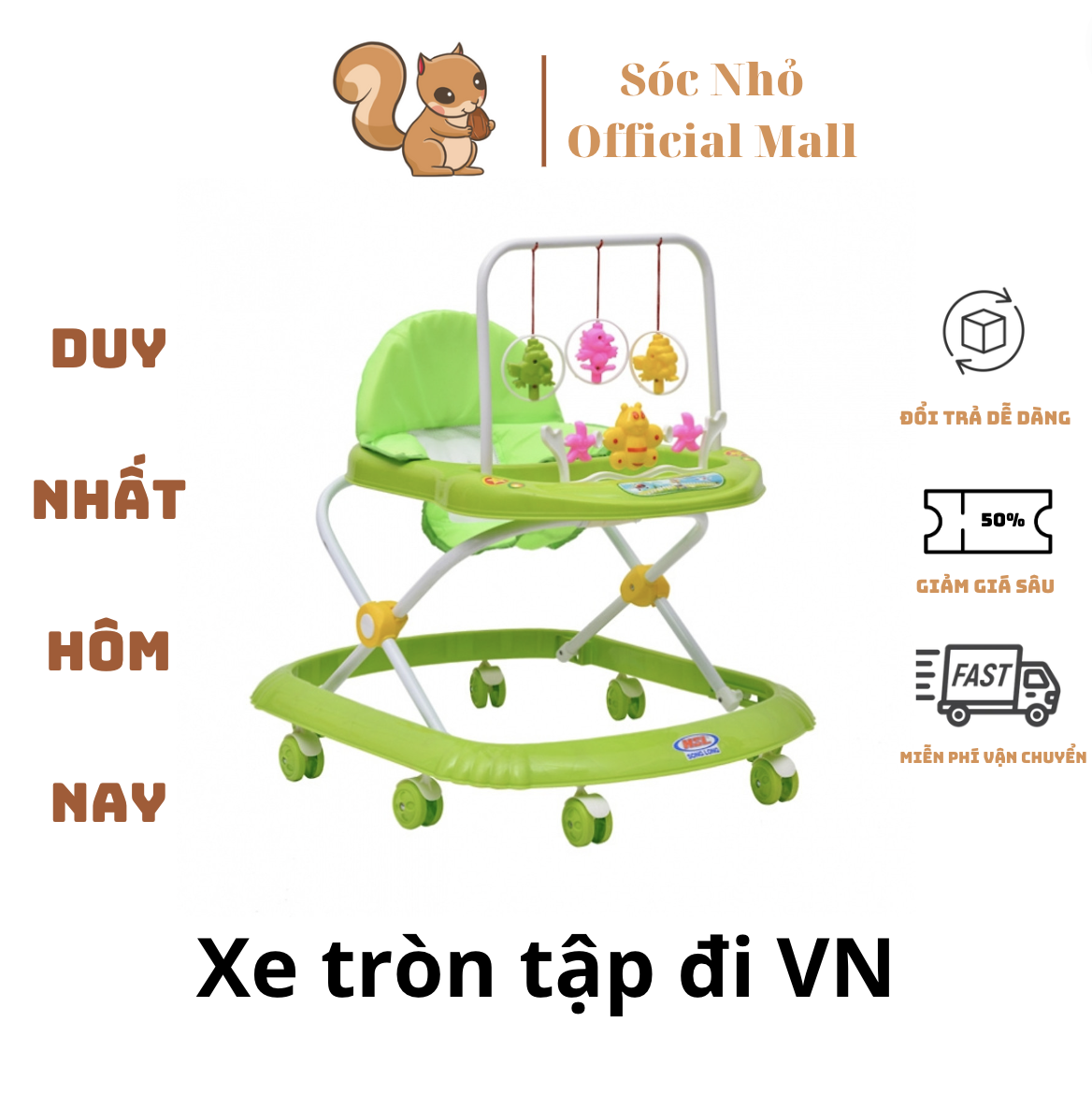 Xe tròn tập đi AA1 - Có nhạc đồ chơi nhiều màu