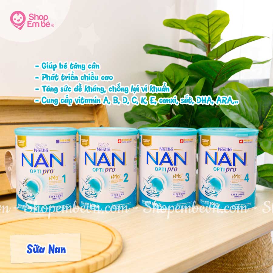 Sữa bột nan nga số 1,2,3,4 hộp 800g
